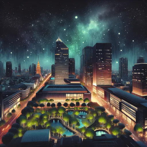 Illustration of Steamboat Springs at night