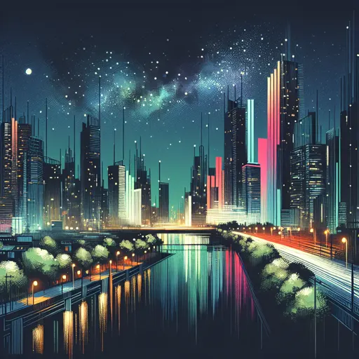 Illustration of Stevenage at night
