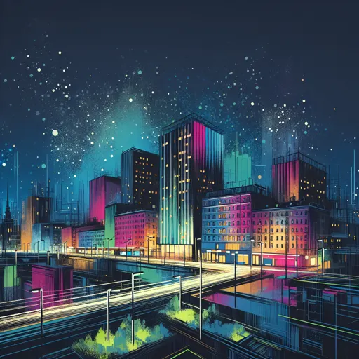 Illustration of Stockholm at night