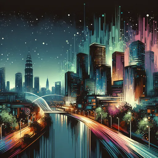 Illustration of Stockton at night