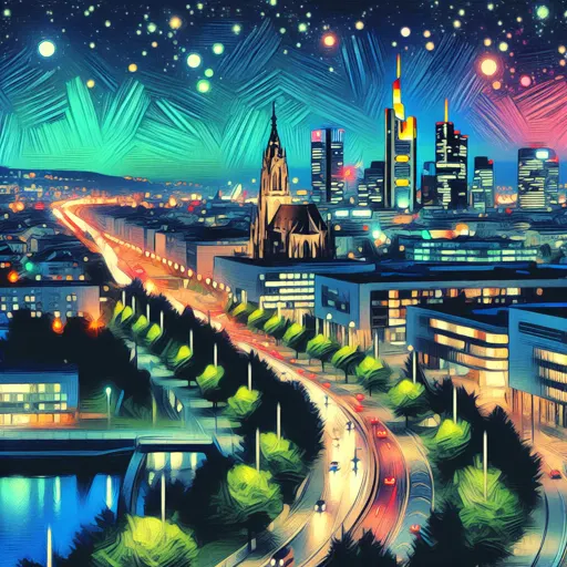 Illustration of Stuttgart at night