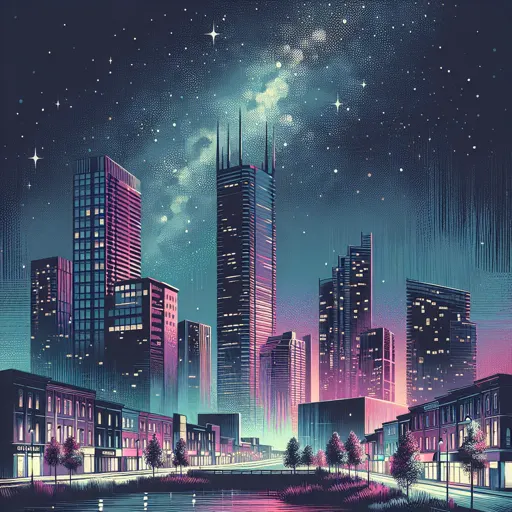Illustration of Sudbury at night
