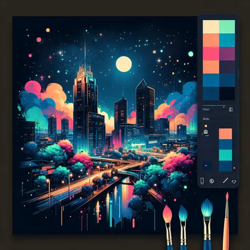 Illustration of Surabaya at night