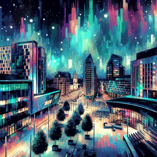 Illustration of Swansea at night