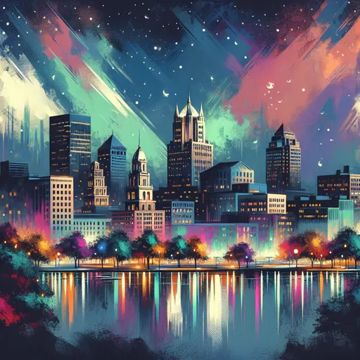 Illustration of Syracuse at night