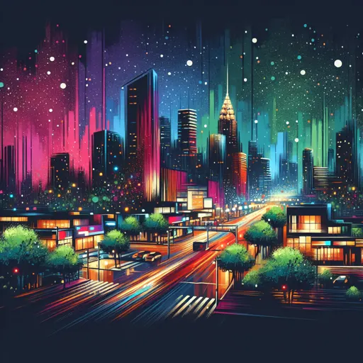Illustration of Szczecin at night