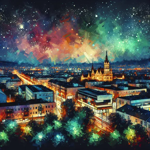 Illustration of Szeged at night