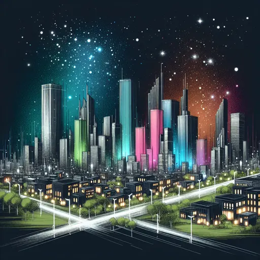 Illustration of Taiyuan at night