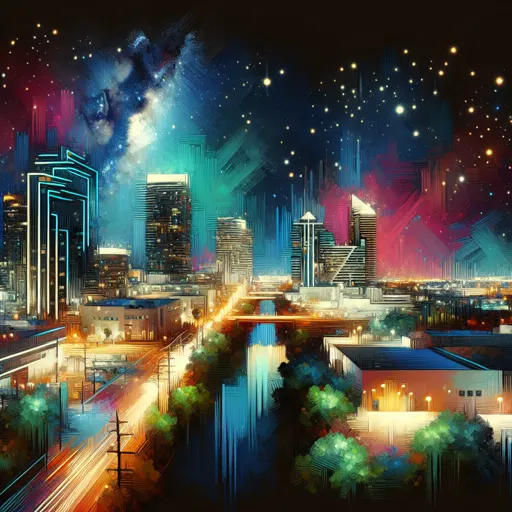 Illustration of Tampa Bay Area at night