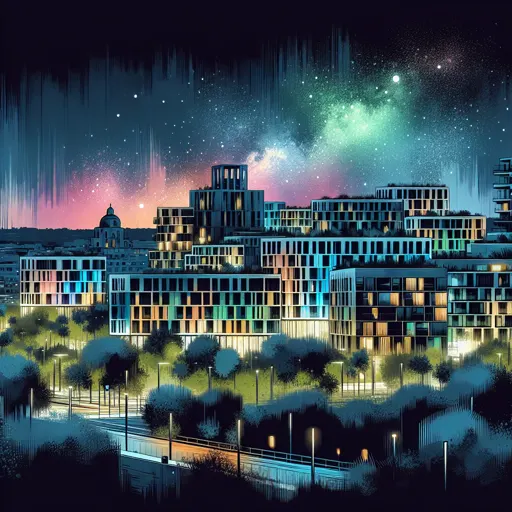 Illustration of Tarragona at night