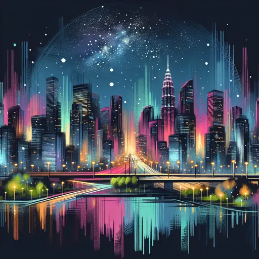 Illustration of Tashkent at night