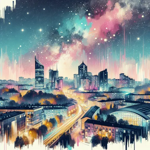 Illustration of Ternopil at night