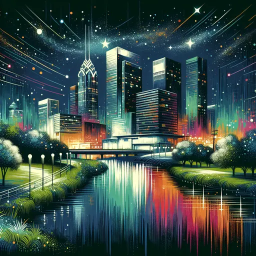 Illustration of The Woodlands at night