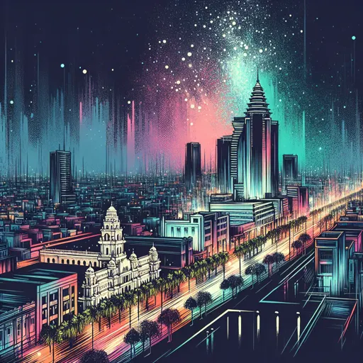 Illustration of Thiruvananthapuram at night