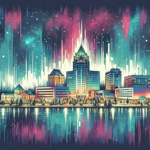 Illustration of Thunder Bay at night