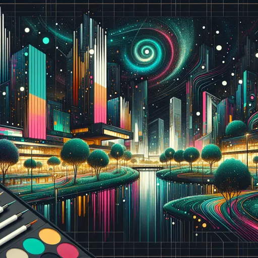Illustration of TianJin at night