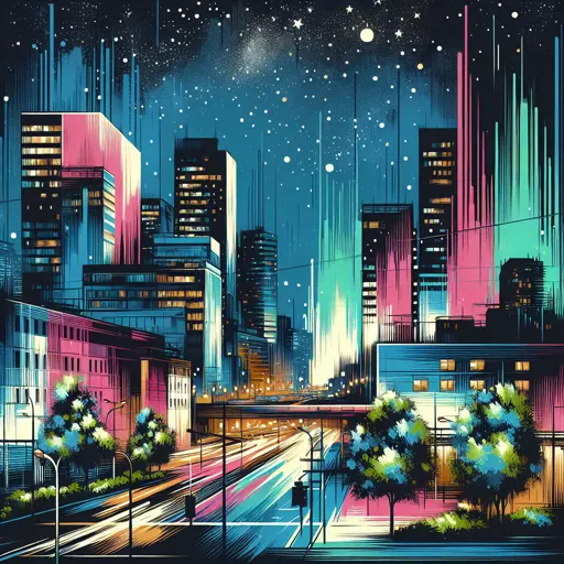 Illustration of Timisoara at night