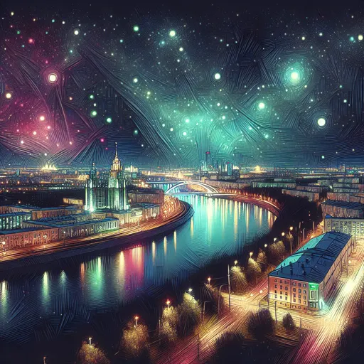 Illustration of Tomsk at night
