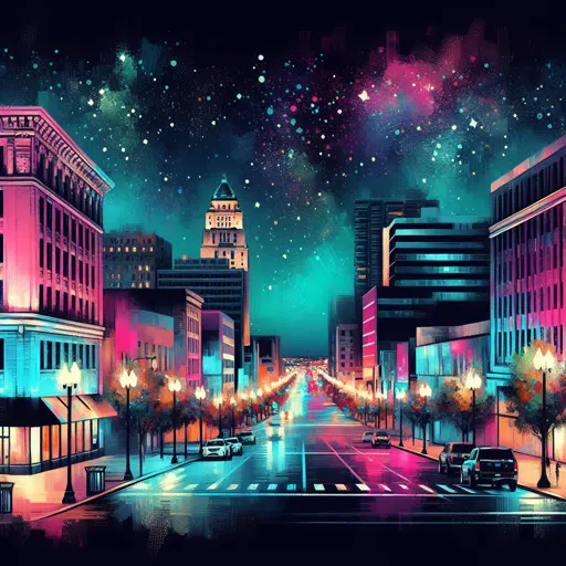 Illustration of Topeka at night