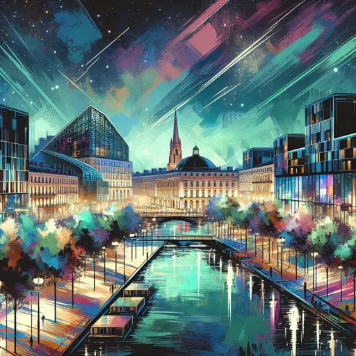 Illustration of Toulouse at night