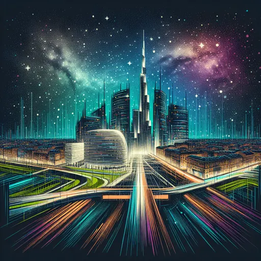 Illustration of Turin at night