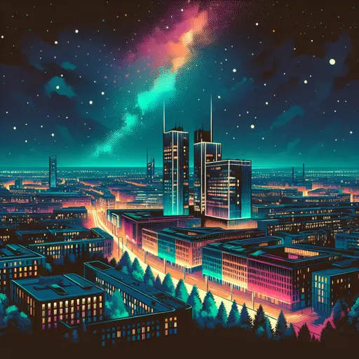 Illustration of Turku at night