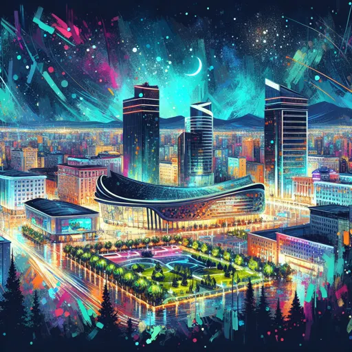 Illustration of Ulaanbaatar at night