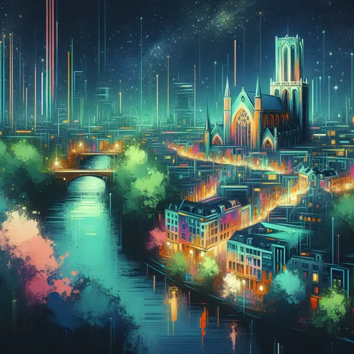Illustration of Utrecht at night