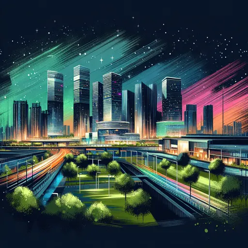Illustration of Vadodara at night
