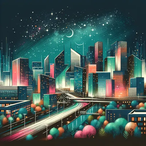 Illustration of Vaduz at night