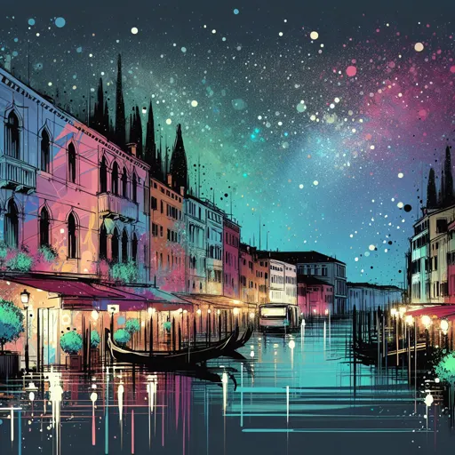 Illustration of Venice at night