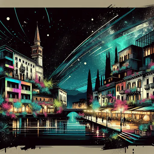 Illustration of Verona at night