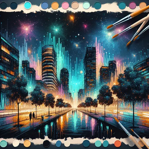 Illustration of Viña del Mar at night
