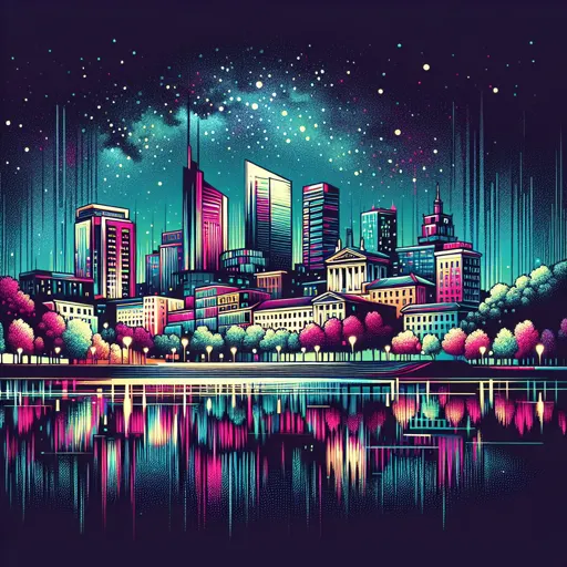 Illustration of Vilnius at night