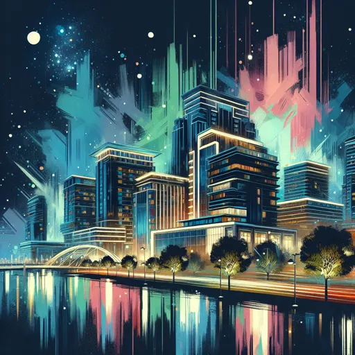 Illustration of Virginia Beach at night