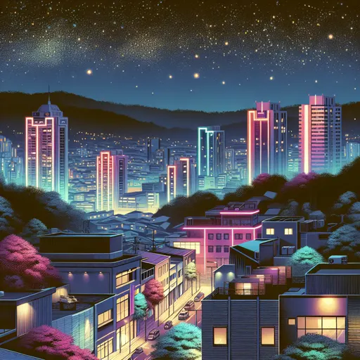 Illustration of Vitoria at night