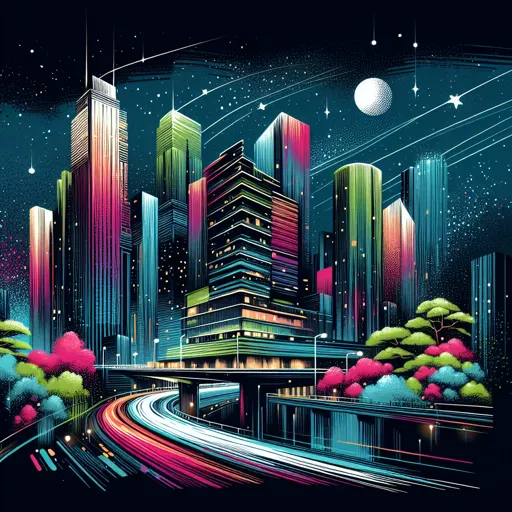 Illustration of Westborough at night