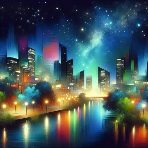 Illustration of Whitewater at night