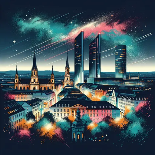 Illustration of Wiesbaden at night