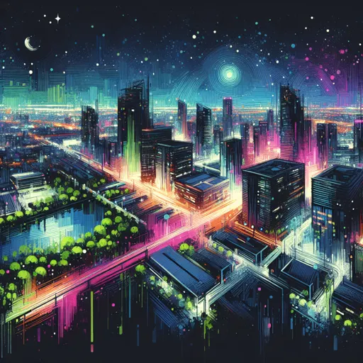 Illustration of Wilmington at night