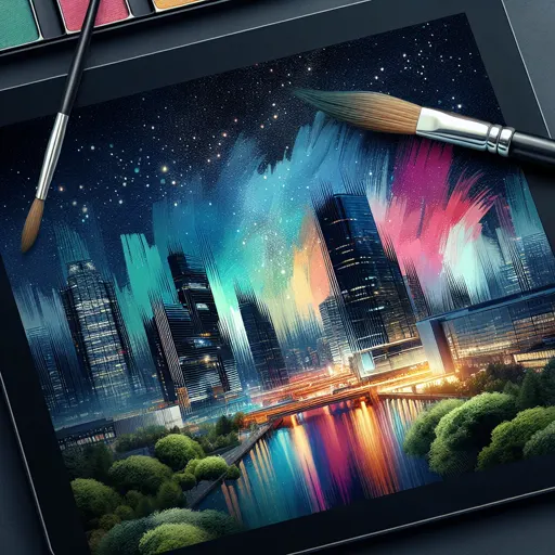 Illustration of Wilsonville at night