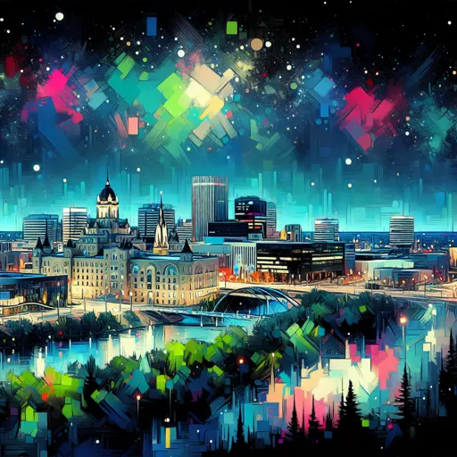 Illustration of Winnipeg at night