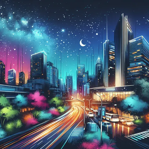 Illustration of Wollongong at night