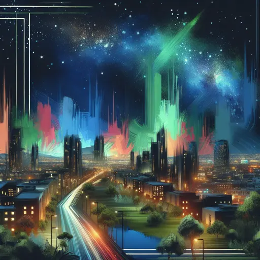 Illustration of Woodbridge at night