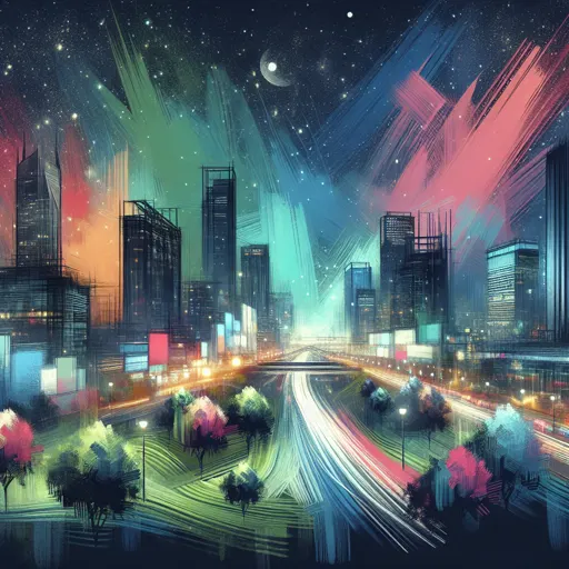Illustration of Wrocław at night