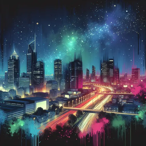 Illustration of Wuhan at night