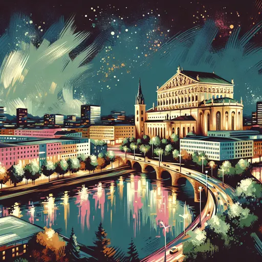 Illustration of Wurzburg at night