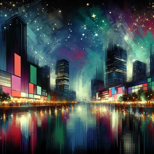 Illustration of Yerevan at night