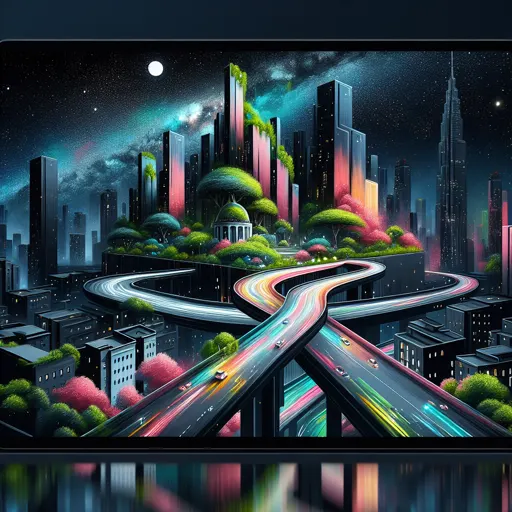 Illustration of Yogyakarta at night