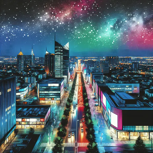 Illustration of Yokneam at night